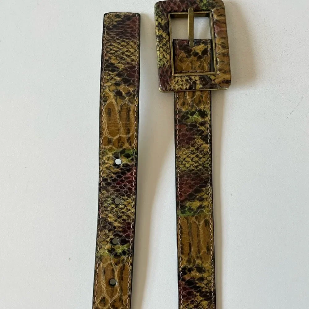 Nine West Faux Snake Skin Leather Belt Size M EUC